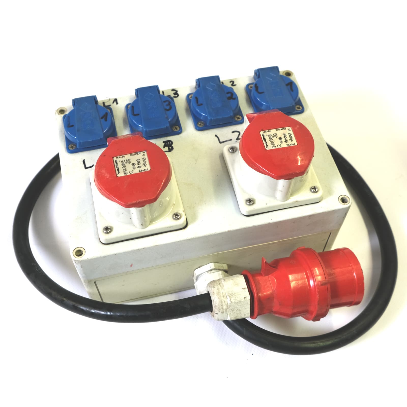 16-Amp-Verteiler (4x Schuko, 2x CEE16A)
